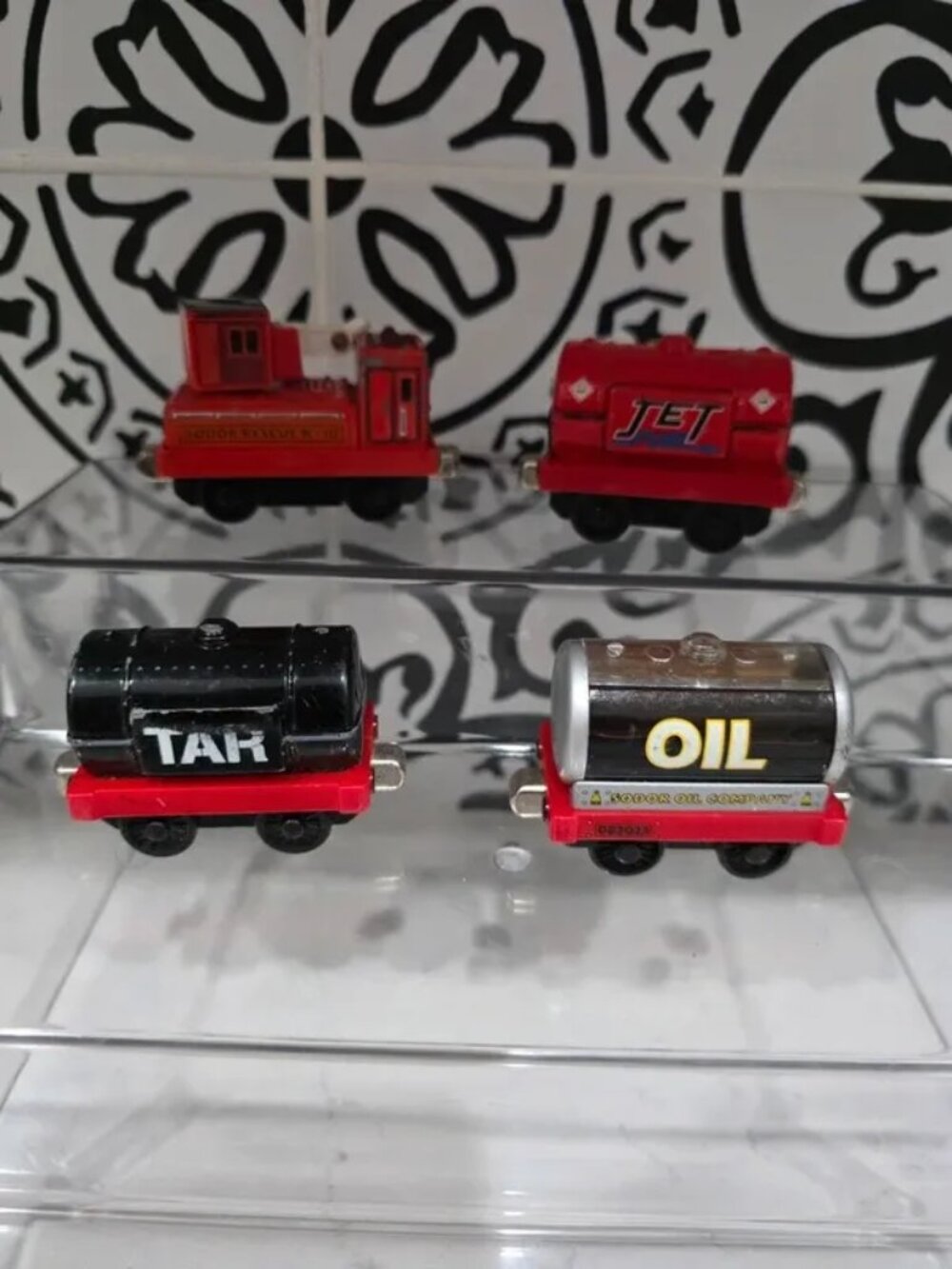 Lot of 4 Thomas & Friends Diecast Take Along Trains Oil Tar Jet Fire Rescue